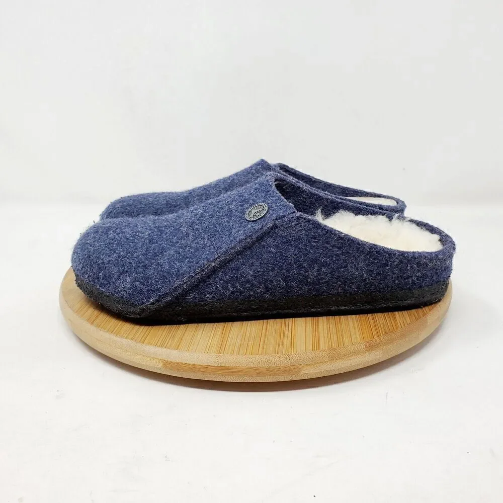 Birkenstock Zermatt Shoes Kids 32 Blue Wool Slip On Mule Sandal Shearling‎